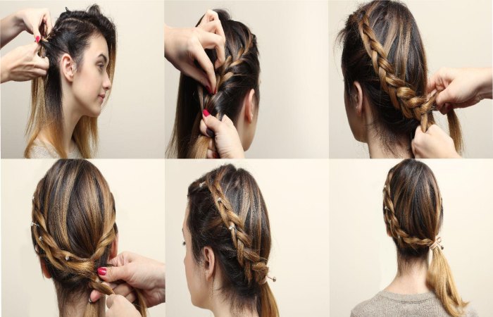 6. Crown Braid with Bows