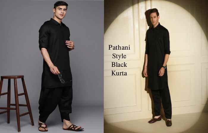 Pathani Style Black Kurta